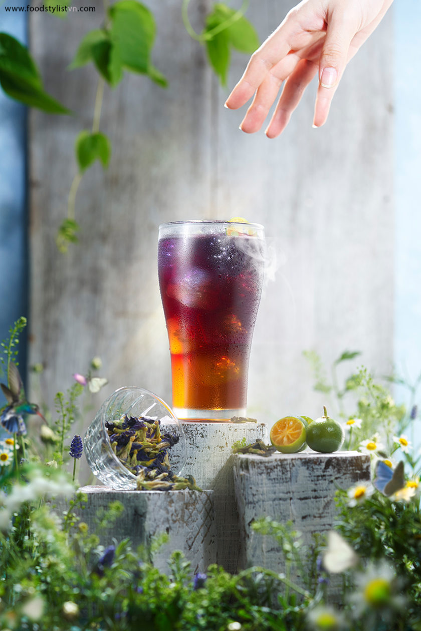 Food Stylist class: Thực hành với nước tắc đậu biếc và hoa lá